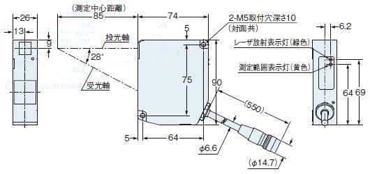 HL-C208□, HL-C208□-MK(設置モード：拡散反射)