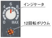 見やすいインジケータ付12回転ボリウム