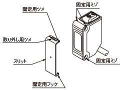 固定用ツメを固定用ミゾにはめ込みます