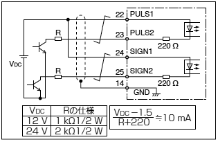 この場合、VDCに応じた電流制限用抵抗（R）が必要です