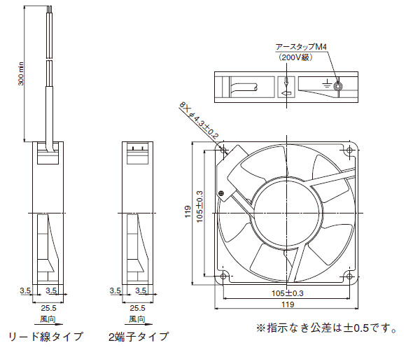 ACファンモータ □120×25t（ASEN1）_(終了品)