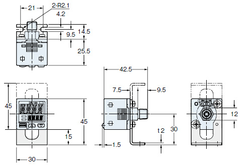 DP-10□(-P)またはDP-10□(-K)との装着図