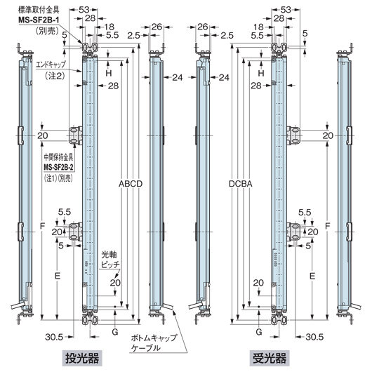 NB-20-□ 背面取り付け図