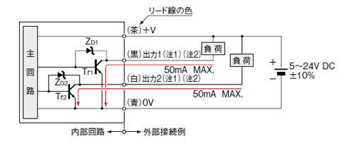 NPN出力タイプ　入・出力回路図