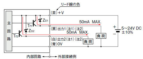 PNP出力タイプ　入・出力回路図