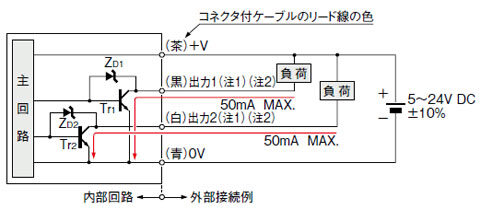 NPN出力タイプ　入・出力回路図