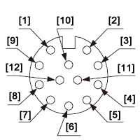 SF-C12とSF4Bシリーズ接続図 セーフティライトカーテン接続用コネクタピン配置図