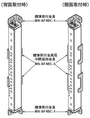 標準取付金具および標準取付金具用中間保持金具