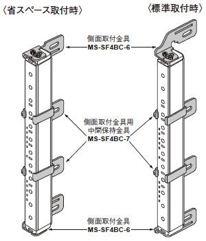 側面取付金具および側面取付金具用中間保持金具
