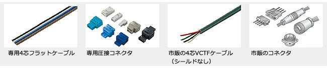 市販のケ−ブルやコネクタも使用可能